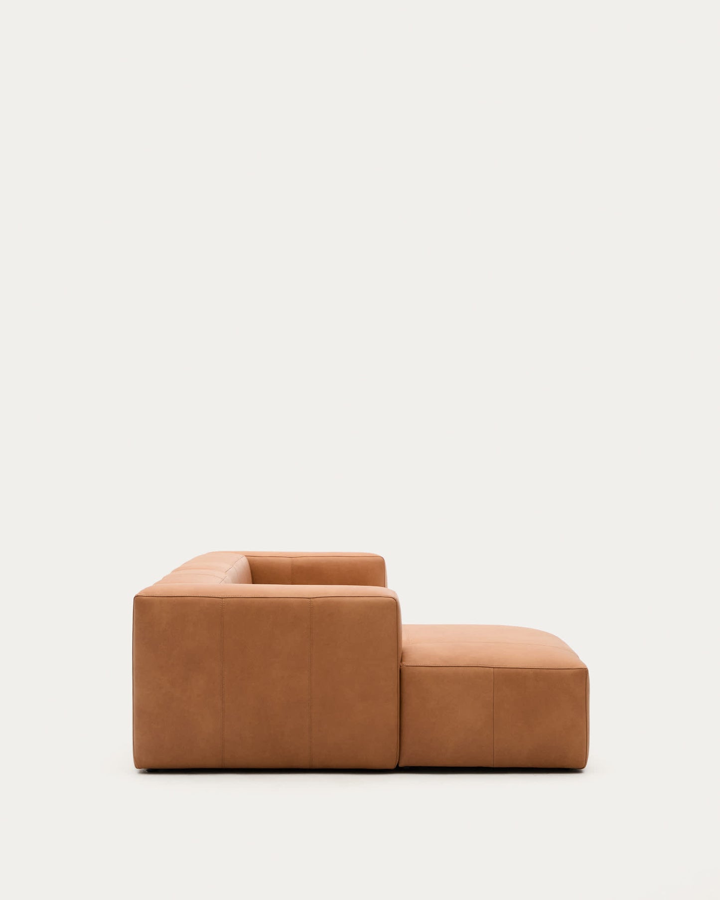 Divano Blok in pelle marrone a 3 posti con chaise longue a sinistra 300 cm