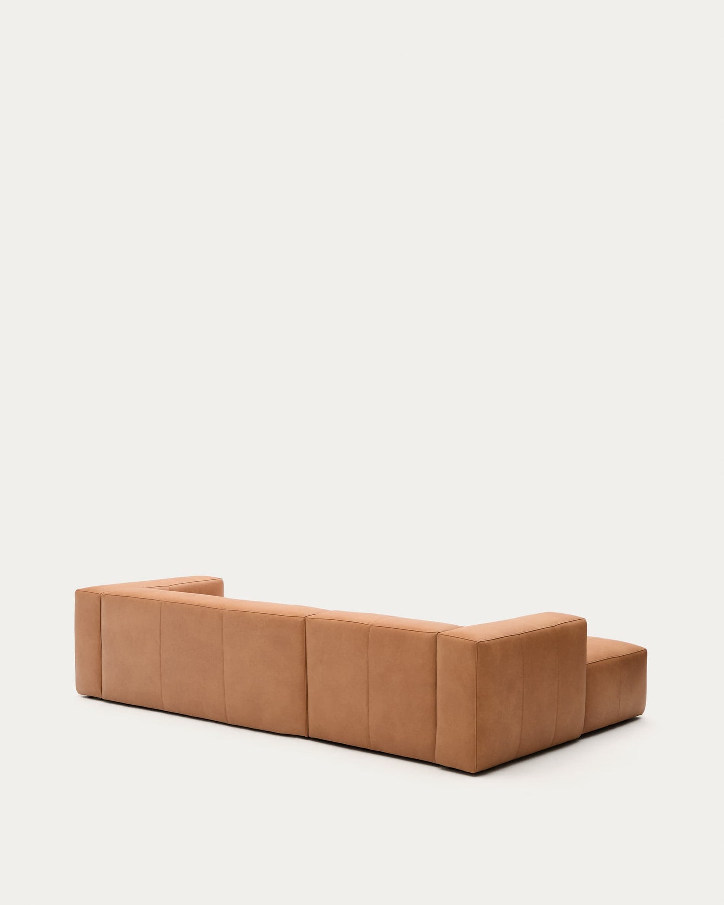Divano Blok in pelle marrone a 3 posti con chaise longue a sinistra 300 cm