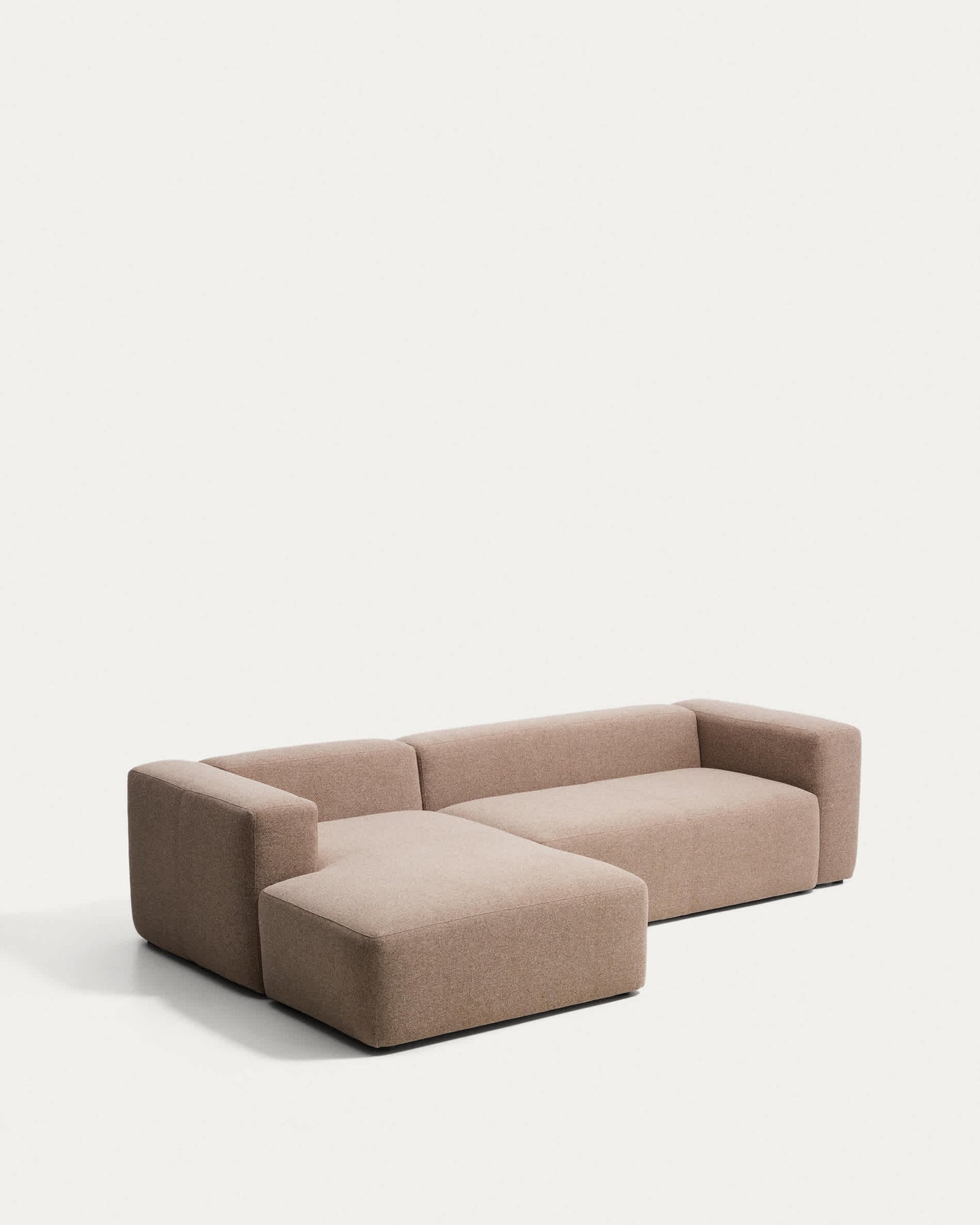Divano Blok 3 posti in ciniglia marrone con chaise longue sinistra 300 cm FSC Mix Credit