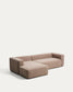 Divano Blok 3 posti in ciniglia marrone con chaise longue sinistra 300 cm FSC Mix Credit