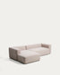 Divano Blok 3 posti in ciniglia beige con chaise longue sinistra 300 cm FSC Mix Credit