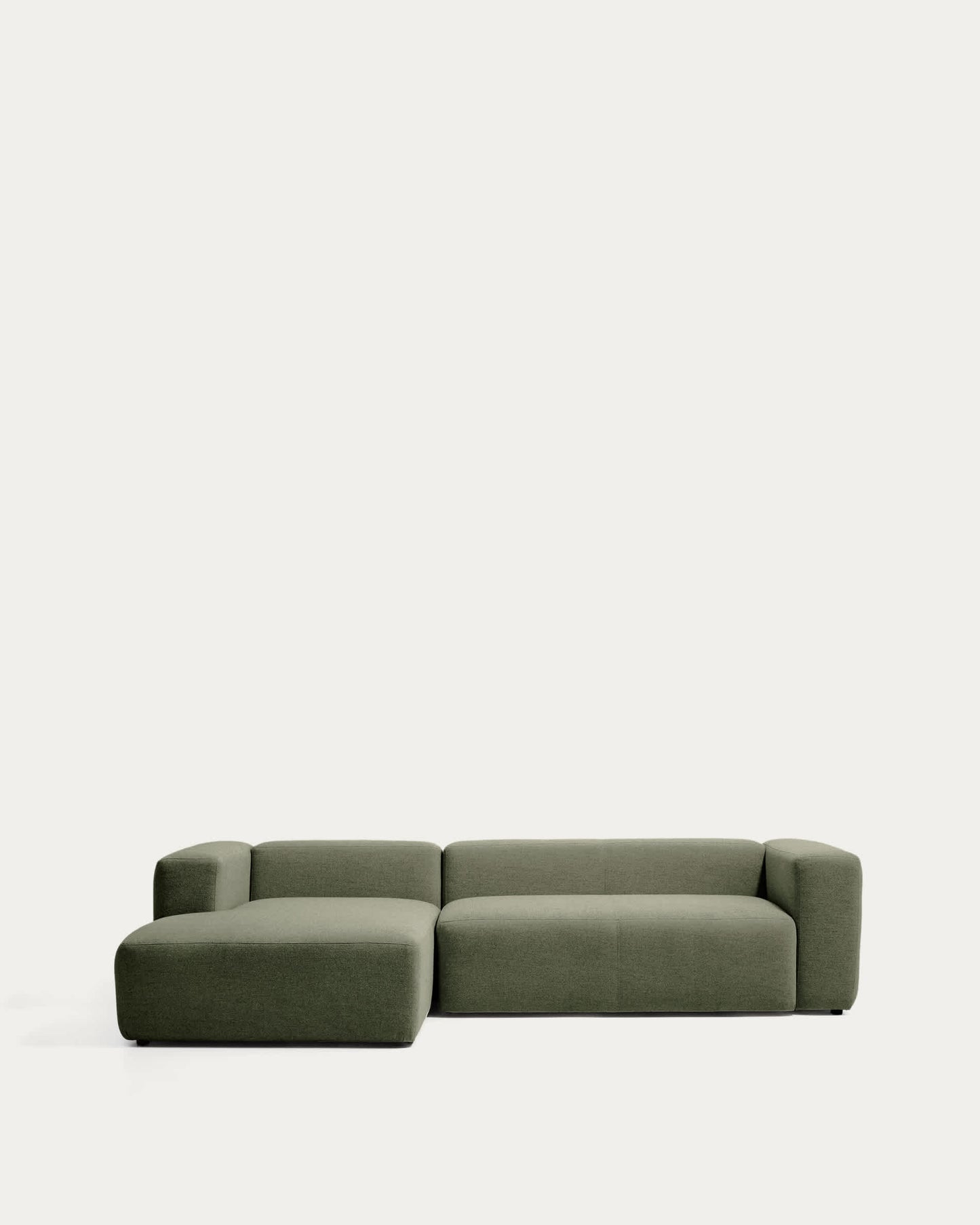 Divano Blok 3 posti in ciniglia verde muschio con chaise longue sinistra 300 cm FSC Mix Credit