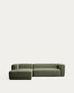 Divano Blok 3 posti in ciniglia verde muschio con chaise longue sinistra 300 cm FSC Mix Credit