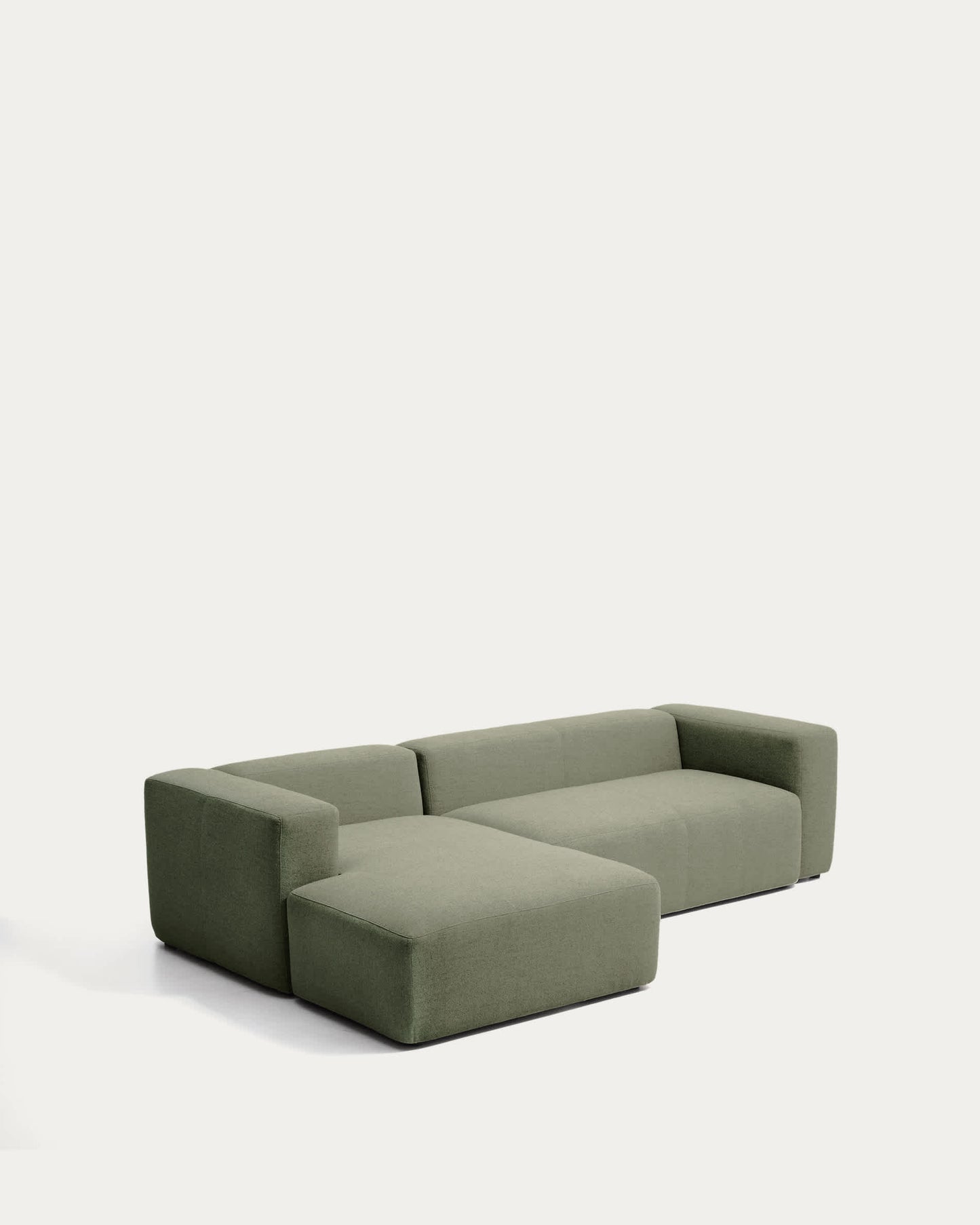 Divano Blok 3 posti in ciniglia verde muschio con chaise longue sinistra 300 cm FSC Mix Credit