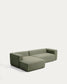 Divano Blok 3 posti in ciniglia verde muschio con chaise longue sinistra 300 cm FSC Mix Credit