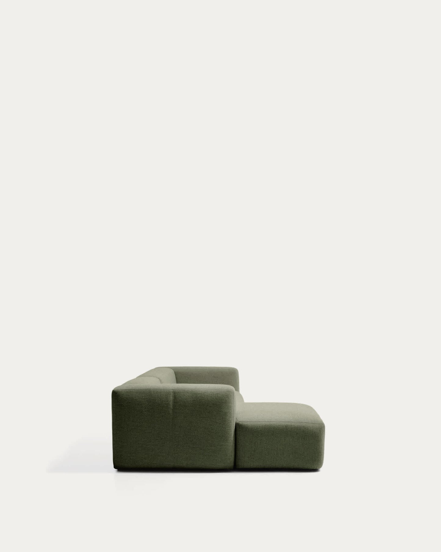 Divano Blok 3 posti in ciniglia verde muschio con chaise longue sinistra 300 cm FSC Mix Credit