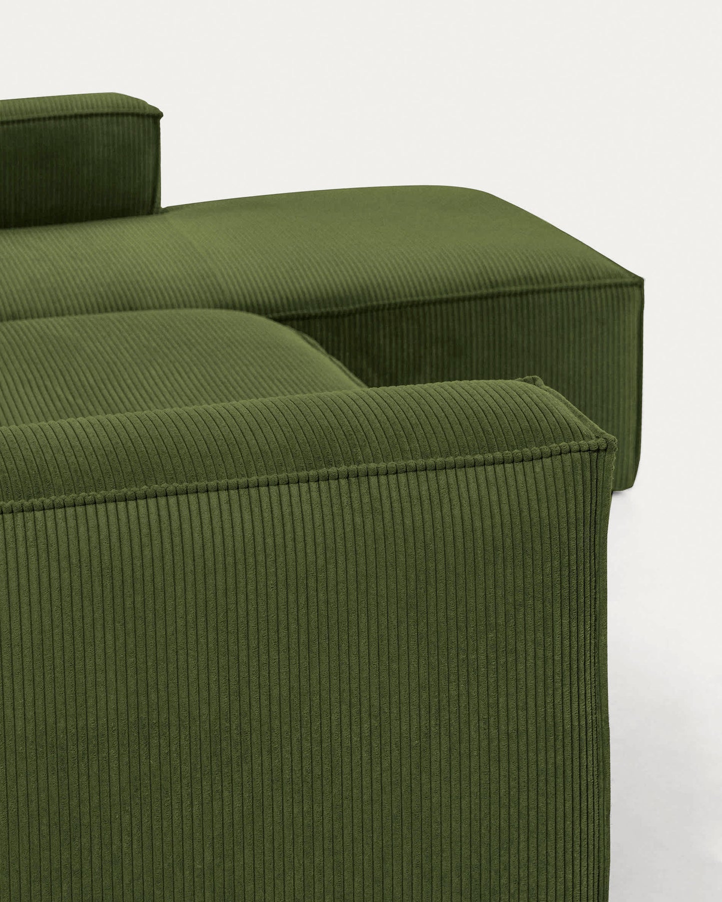 Divano Blok 3 posti chaise longue destra in velluto a coste spesse verde 300 cm