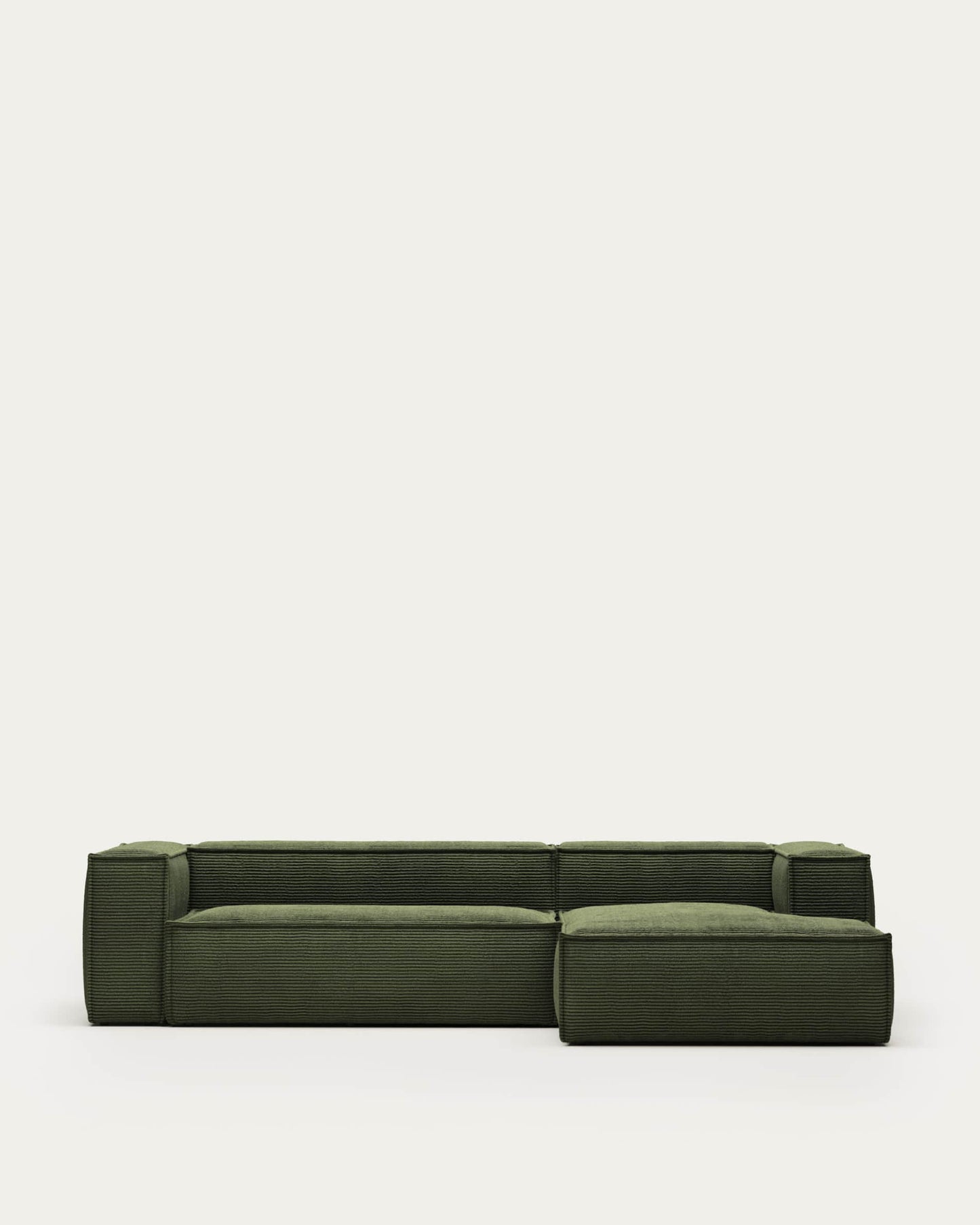 Divano Blok 3 posti chaise longue destra in velluto a coste spesse verde 300 cm