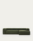 Divano Blok 3 posti chaise longue destra in velluto a coste spesse verde 300 cm