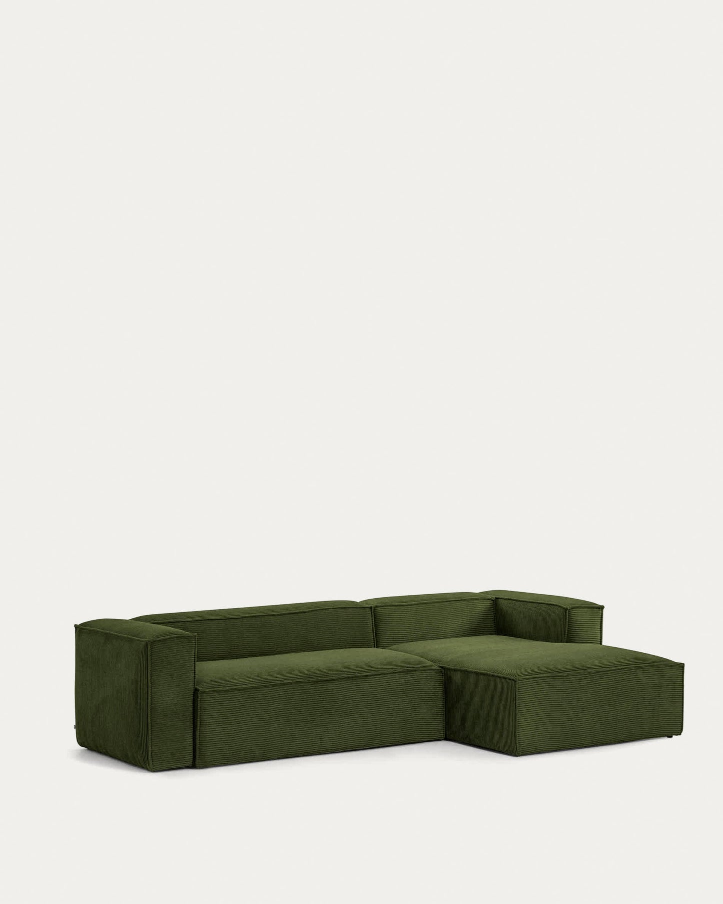 Divano Blok 3 posti chaise longue destra in velluto a coste spesse verde 300 cm