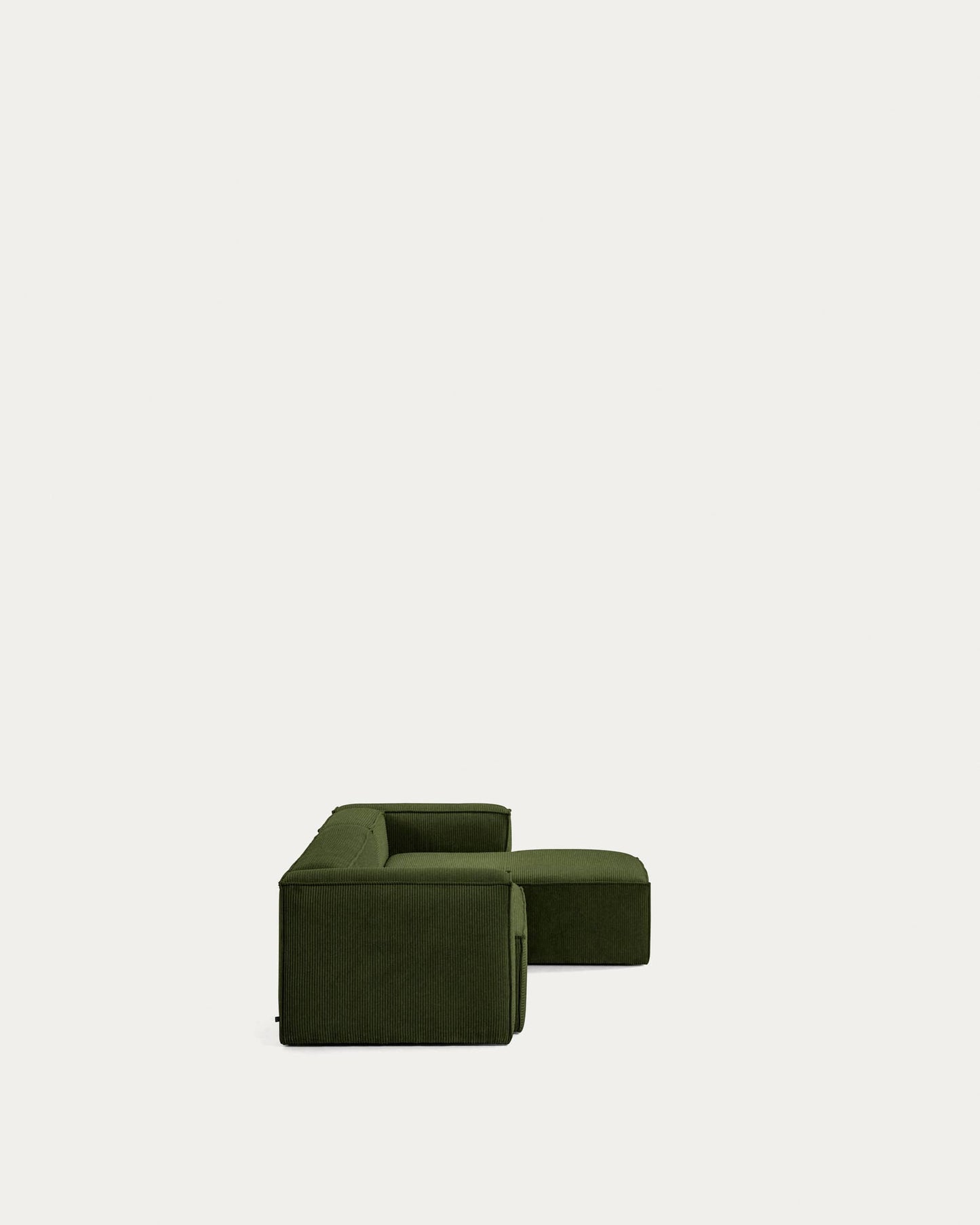 Divano Blok 3 posti chaise longue destra in velluto a coste spesse verde 300 cm