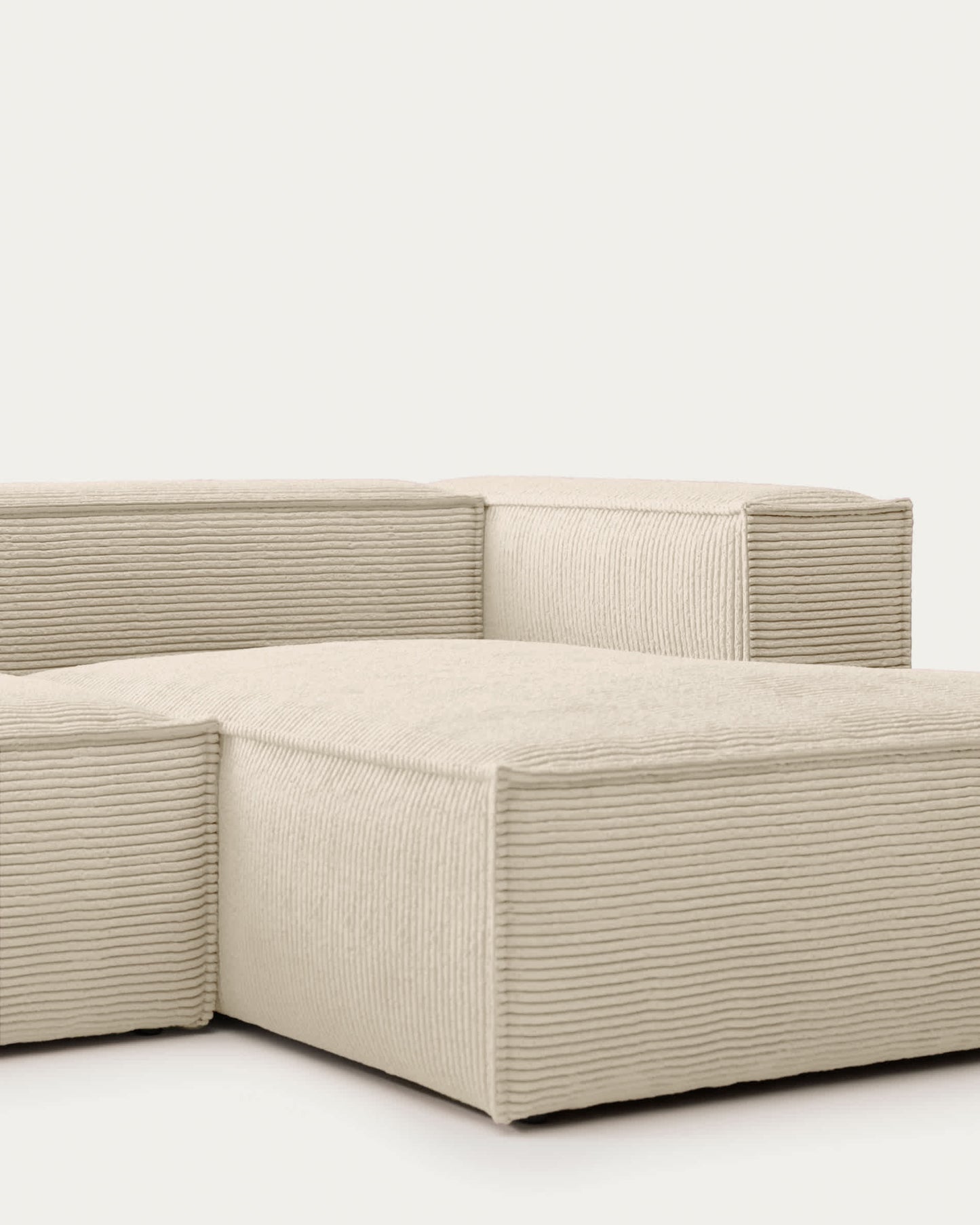 Divano Blok 3 posti in velluto a coste spesso color naturale con chaise longue destra 300 cm FSC Mix Credit