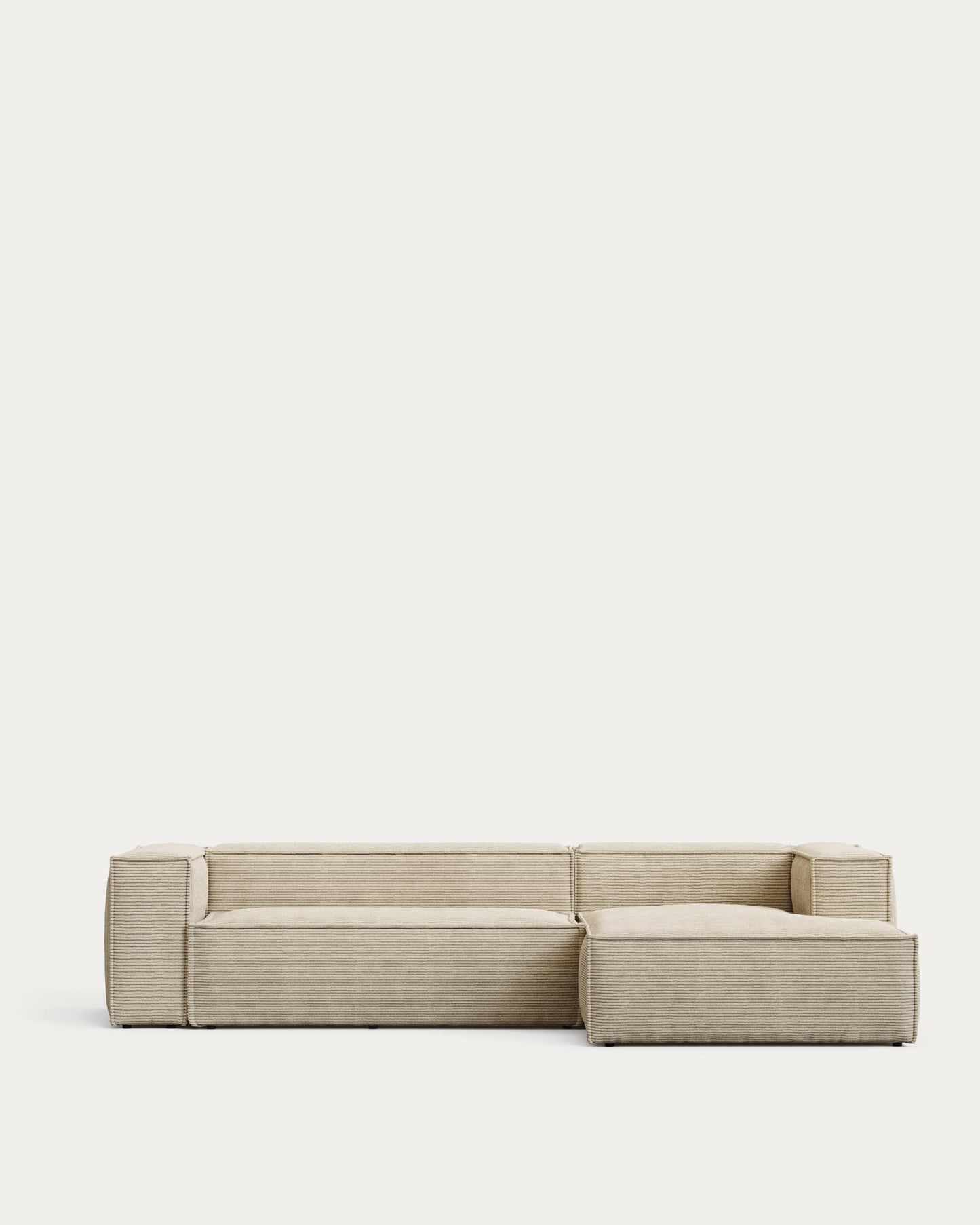 Divano Blok 3 posti in velluto a coste spesso color naturale con chaise longue destra 300 cm FSC Mix Credit