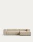 Divano Blok 3 posti in velluto a coste spesso color naturale con chaise longue destra 300 cm FSC Mix Credit