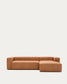 Divano Blok in pelle marrone a 3 posti con chaise longue a destra 300 cm