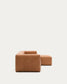 Divano Blok in pelle marrone a 3 posti con chaise longue a destra 300 cm