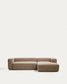 Divano Blok 3 posti in ciniglia marrone con chaise longue destra 300 cm FSC Mix Credit