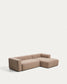 Divano Blok 3 posti in ciniglia marrone con chaise longue destra 300 cm FSC Mix Credit