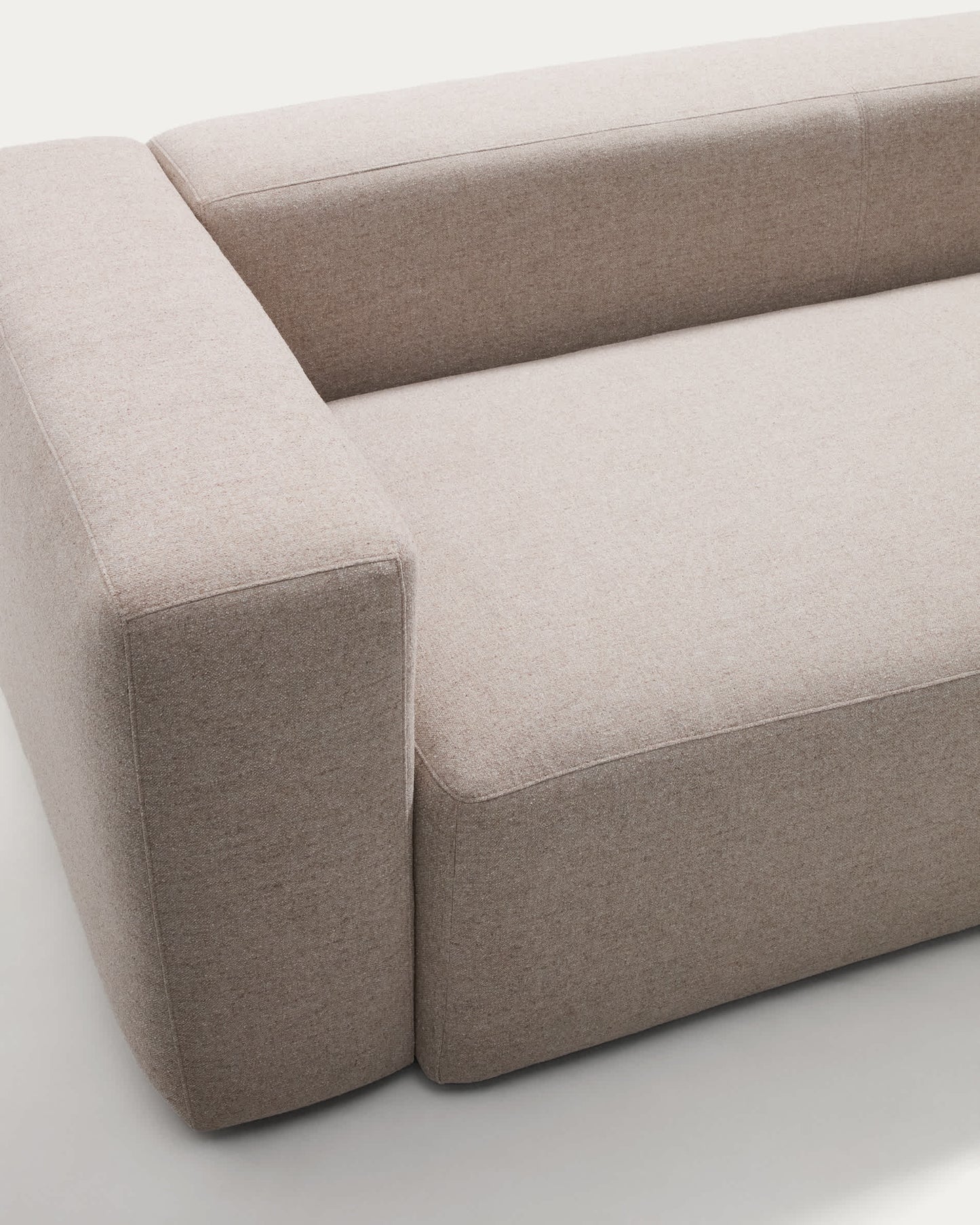Divano Blok 3 posti in ciniglia beige con chaise longue destra 300 cm FSC Mix Credit