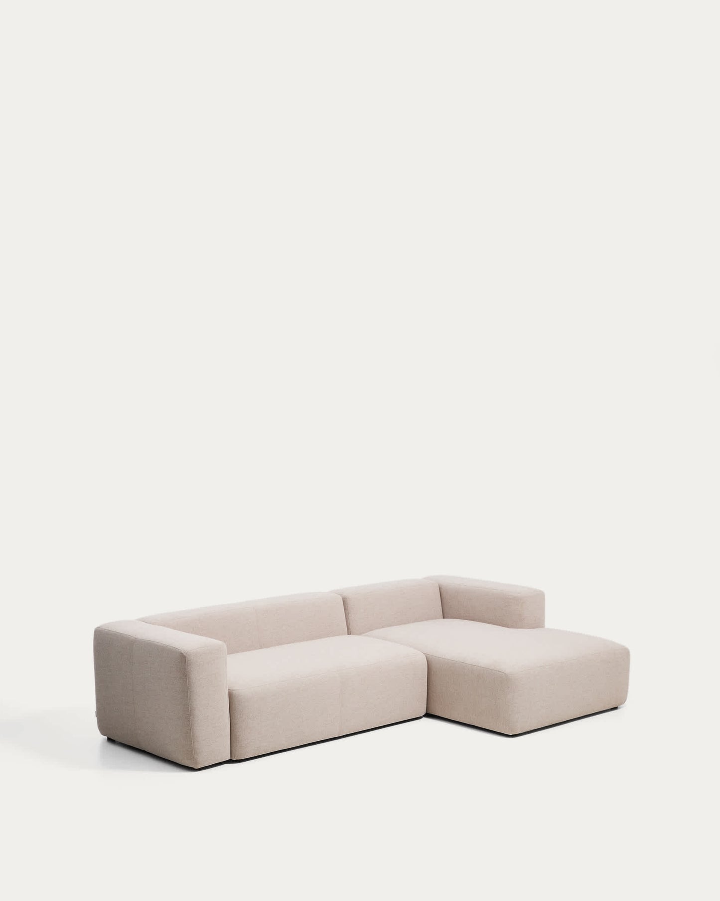 Divano Blok 3 posti in ciniglia beige con chaise longue destra 300 cm FSC Mix Credit