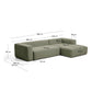 Divano Blok 3 posti in ciniglia verde muschio con chaise longue destra 300 cm FSC Mix Credit