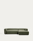Divano Blok 3 posti in ciniglia verde muschio con chaise longue destra 300 cm FSC Mix Credit