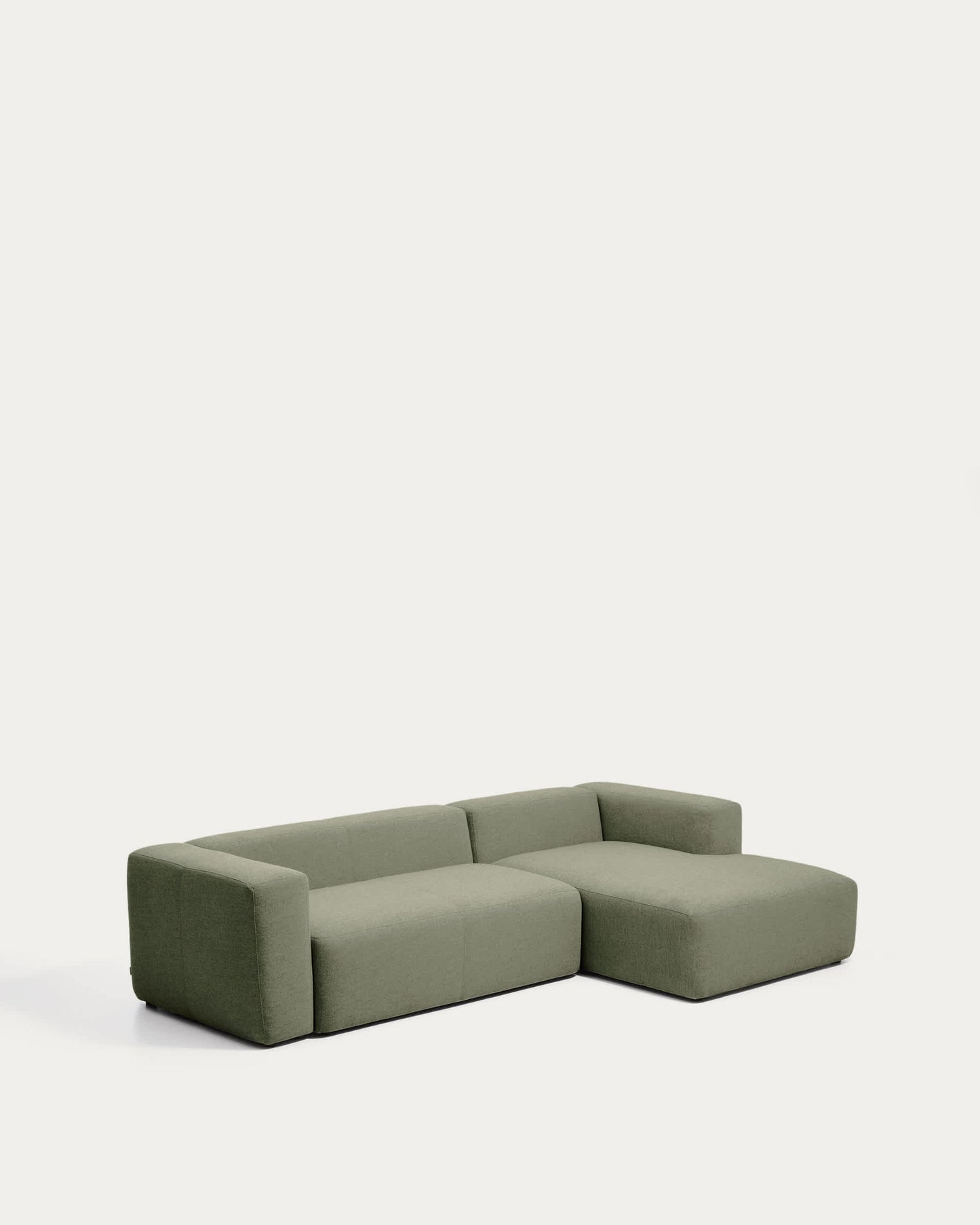 Divano Blok 3 posti in ciniglia verde muschio con chaise longue destra 300 cm FSC Mix Credit