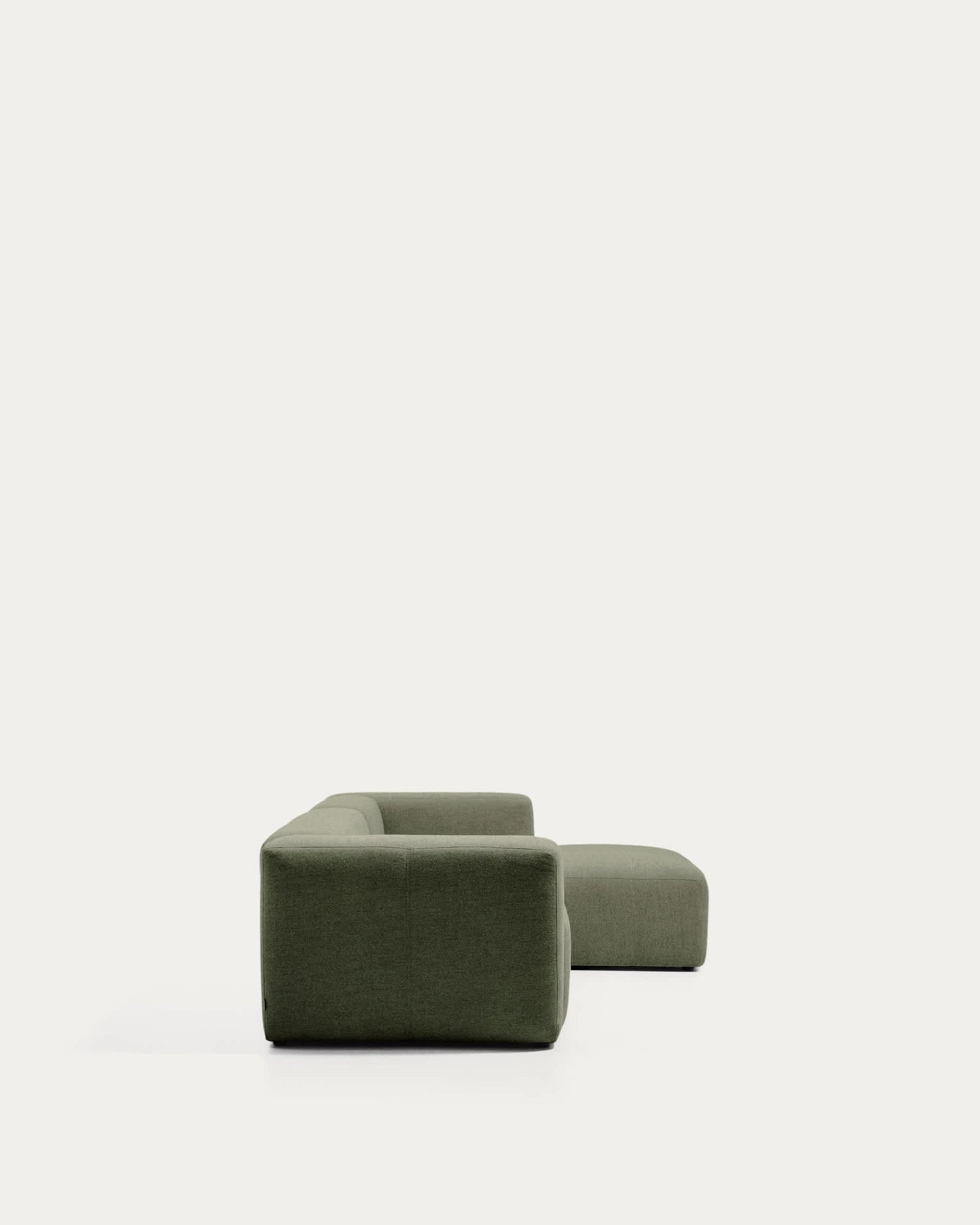 Divano Blok 3 posti in ciniglia verde muschio con chaise longue destra 300 cm FSC Mix Credit