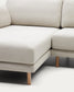 Divano 3 posti Gilma perla con chaise longue destra/sinistra e piedi naturali 261 cm