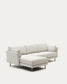 Divano 3 posti Gilma perla con chaise longue destra/sinistra e piedi naturali 261 cm