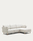 Divano 3 posti Gilma perla con chaise longue destra/sinistra e piedi naturali 261 cm