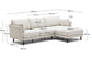 Divano 3 posti Gilma tessuto perla chaise longue destra/sinistra e piedi neri 261 cm