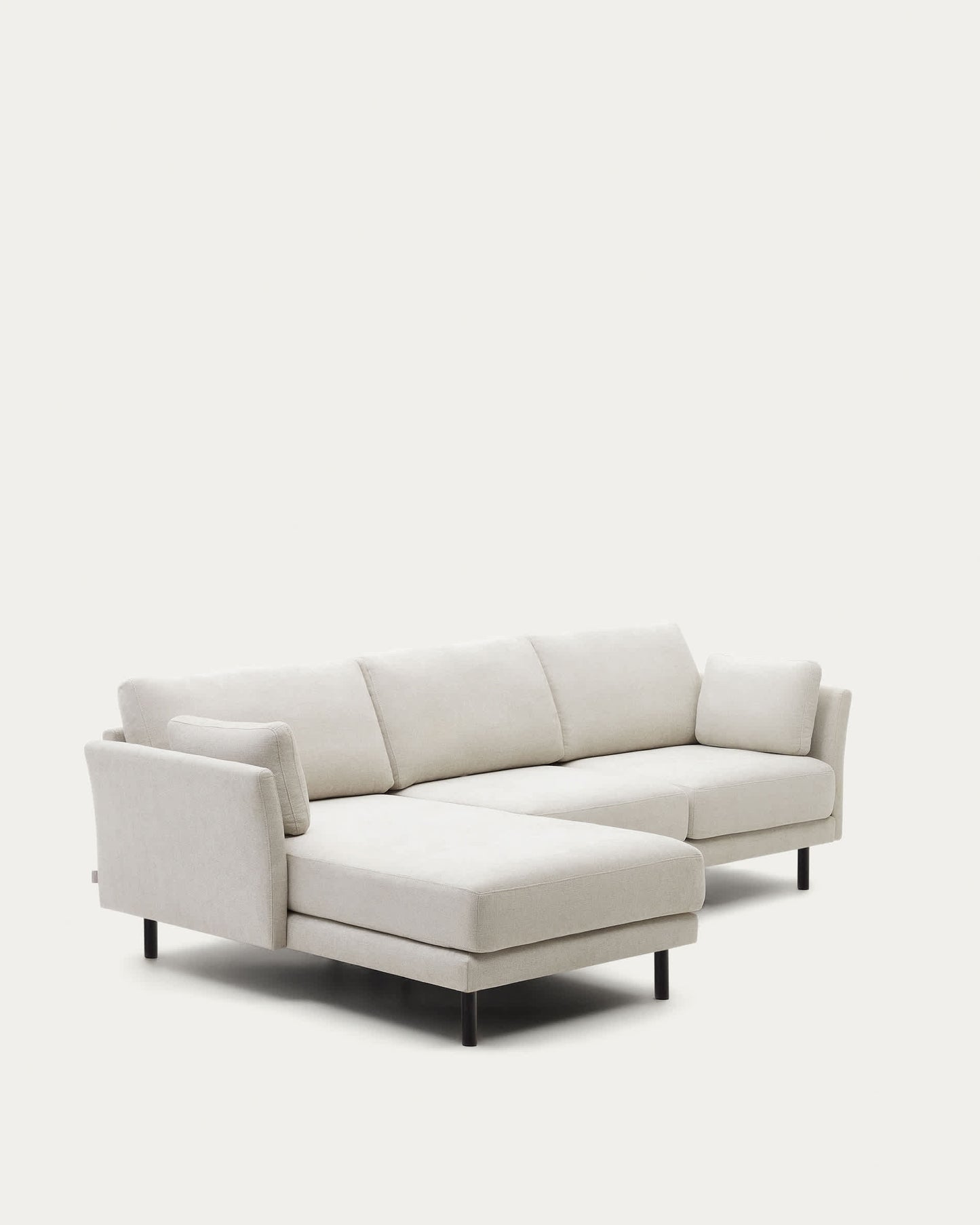 Divano 3 posti Gilma tessuto perla chaise longue destra/sinistra e piedi neri 261 cm