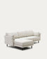 Divano 3 posti Gilma tessuto perla chaise longue destra/sinistra e piedi neri 261 cm