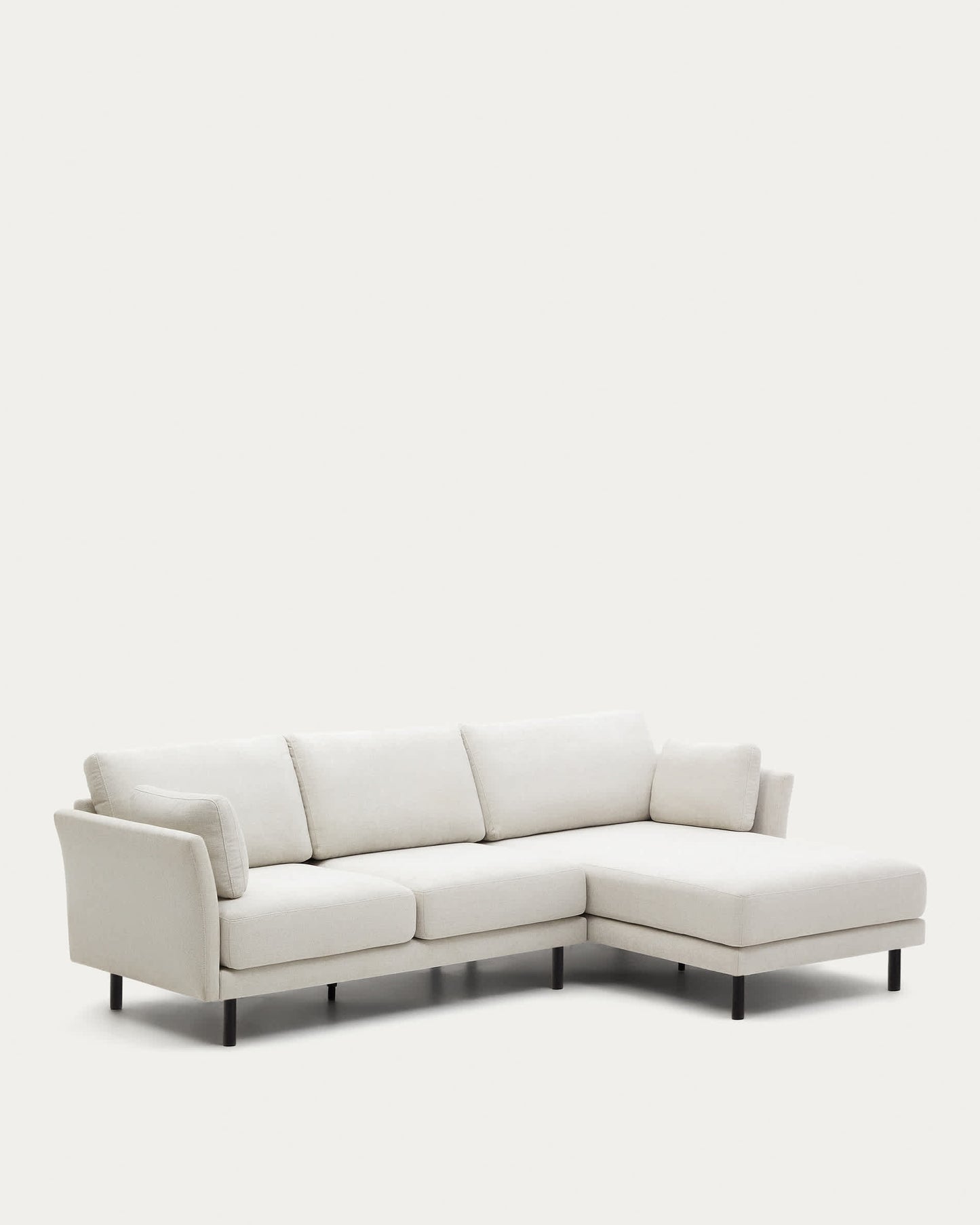 Divano 3 posti Gilma tessuto perla chaise longue destra/sinistra e piedi neri 261 cm