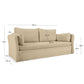 Divano letto Tanit beige con piedi in legno massello di faggio finitura naturale 210 cm