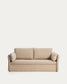 Divano letto Tanit beige con piedi in legno massello di faggio finitura naturale 210 cm