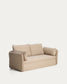 Divano letto Tanit beige con piedi in legno massello di faggio finitura naturale 210 cm