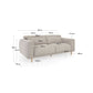 Divano Singa 3 posti con poggiatesta reclinabile e sedile allungabile beige 215 cm