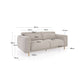 Divano Singa 3 posti con poggiatesta reclinabile e sedile allungabile beige 215 cm