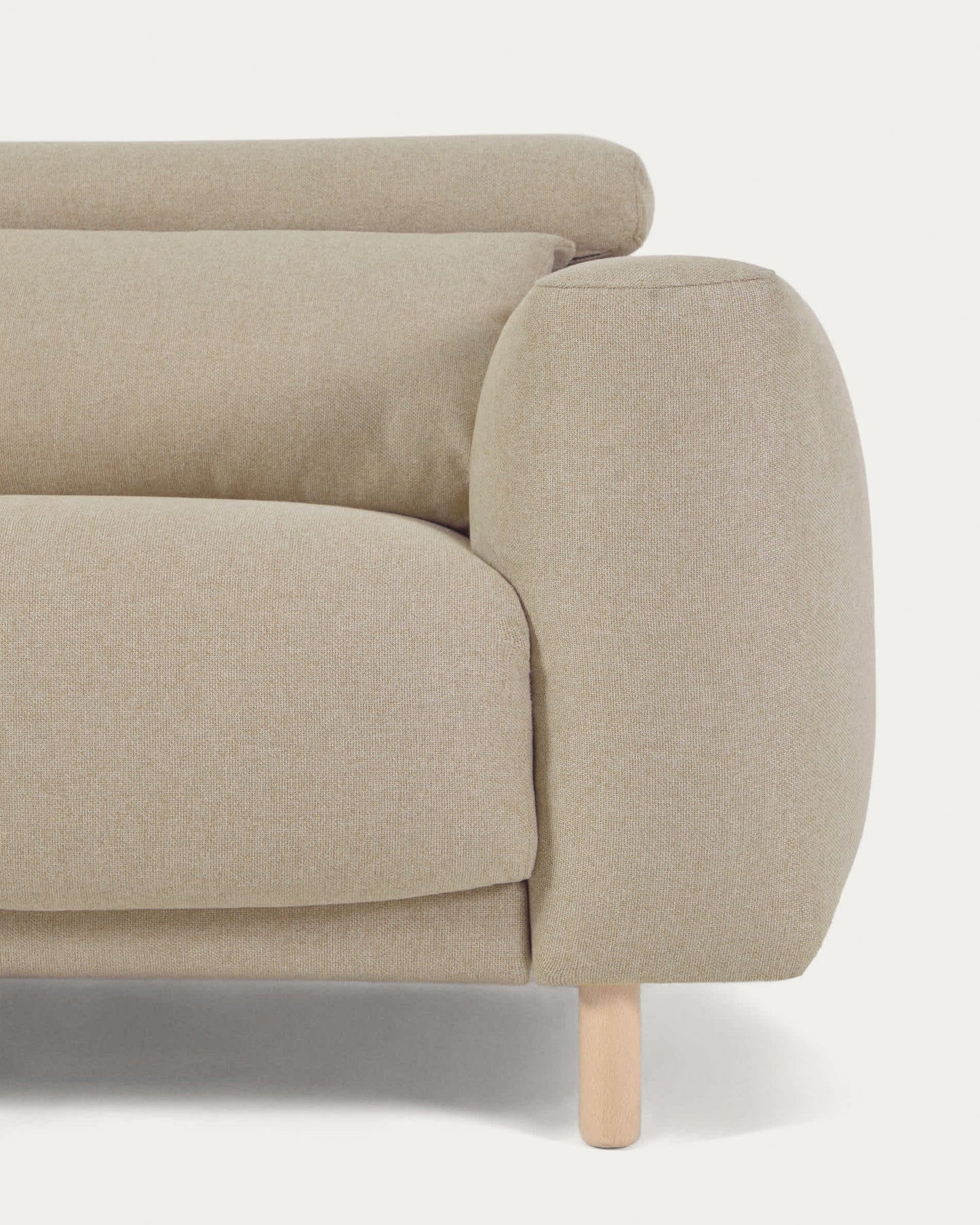 Divano Singa 3 posti con poggiatesta reclinabile e sedile allungabile beige 215 cm