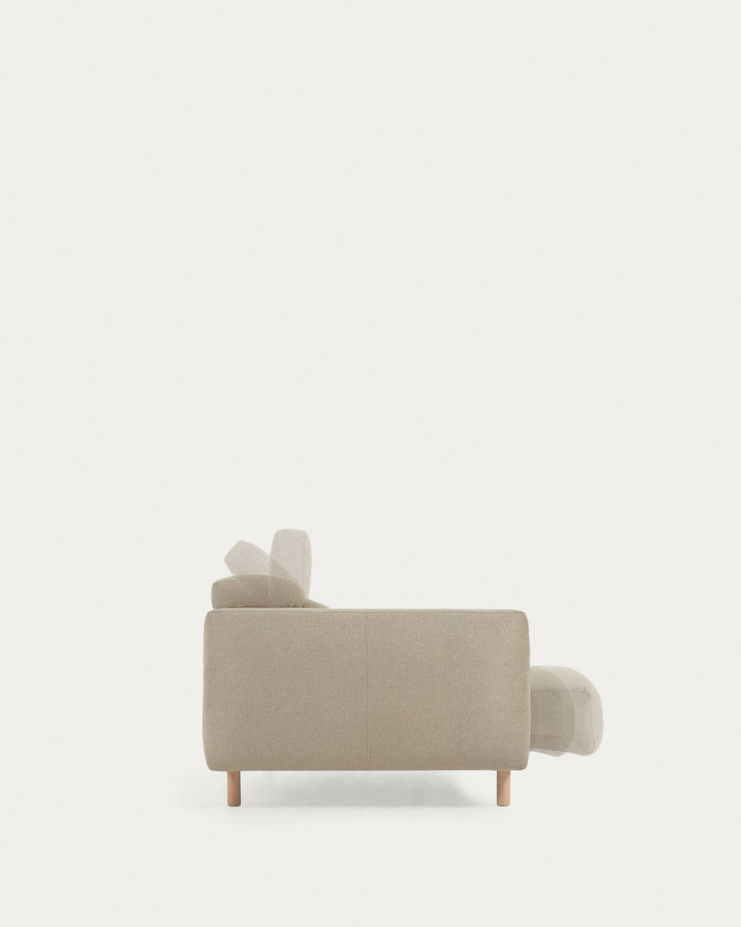 Divano Singa 3 posti con poggiatesta reclinabile e sedile allungabile beige 215 cm