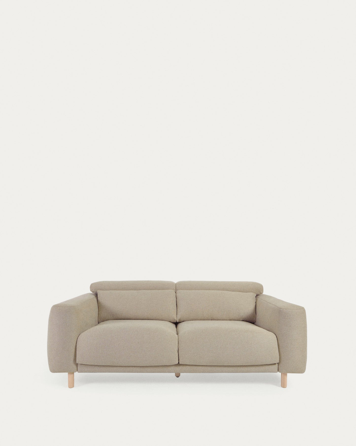 Divano Singa 3 posti con poggiatesta reclinabile e sedile allungabile beige 215 cm