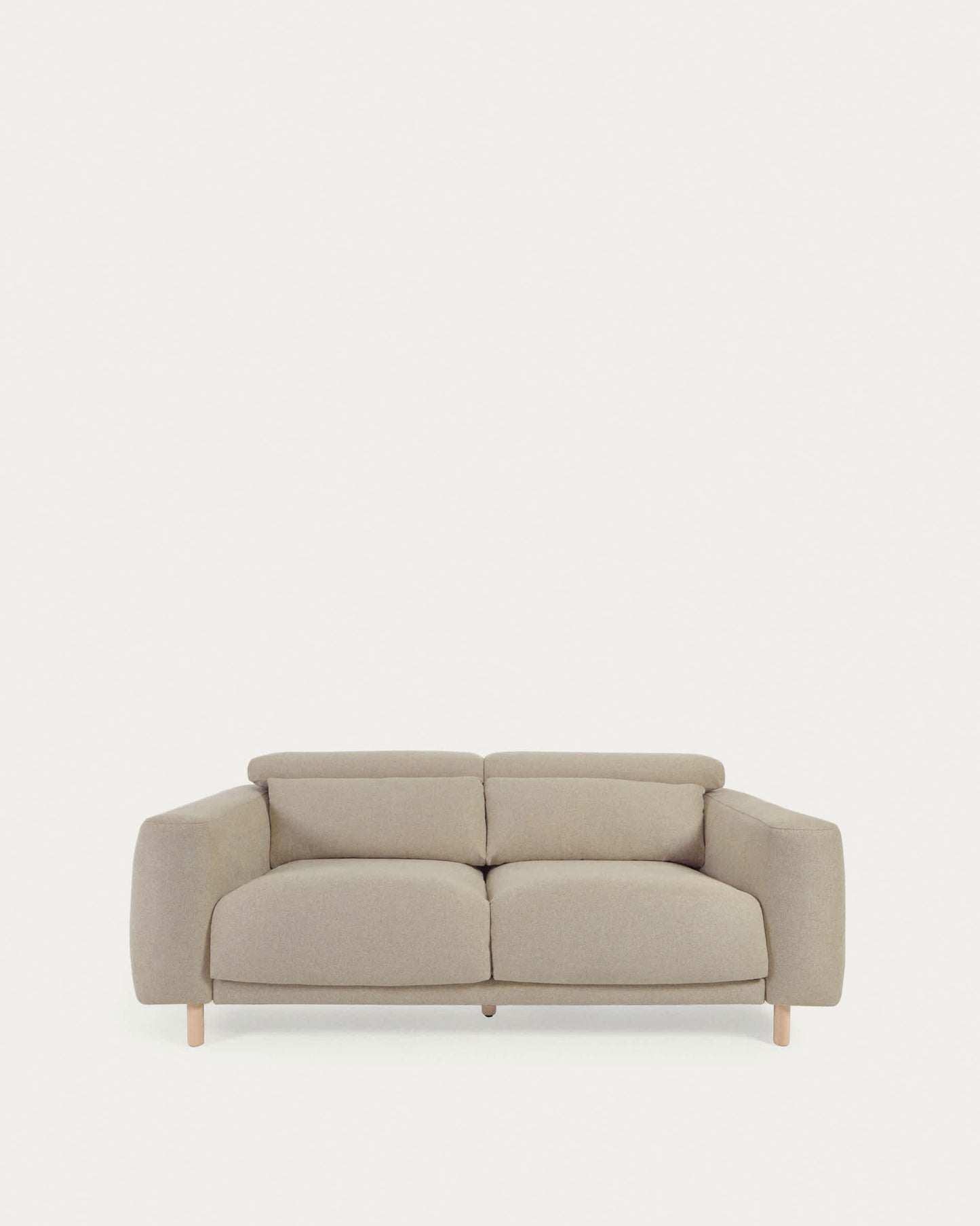 Divano Singa 3 posti con poggiatesta reclinabile e sedile allungabile beige 215 cm