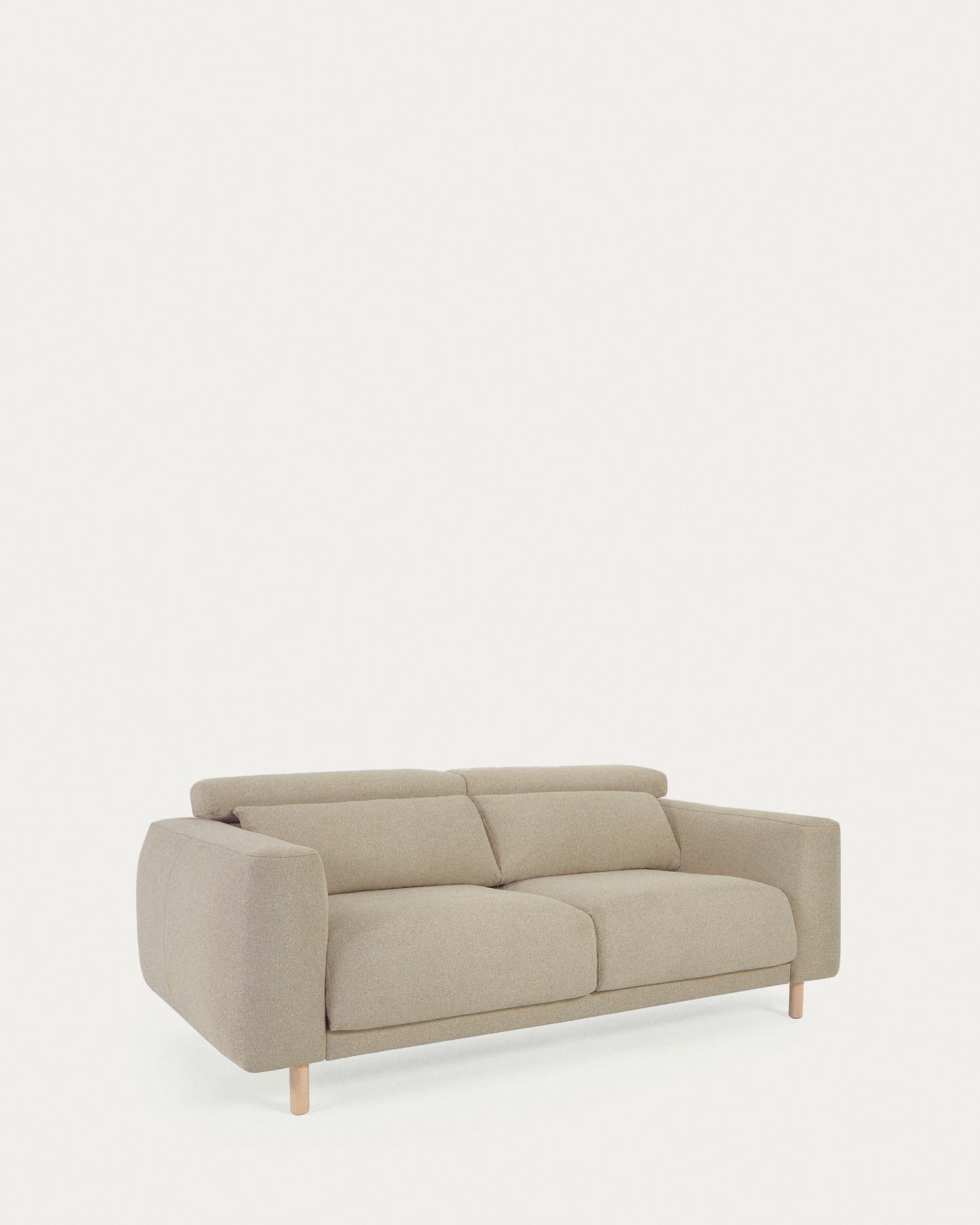 Divano Singa 3 posti con poggiatesta reclinabile e sedile allungabile beige 215 cm