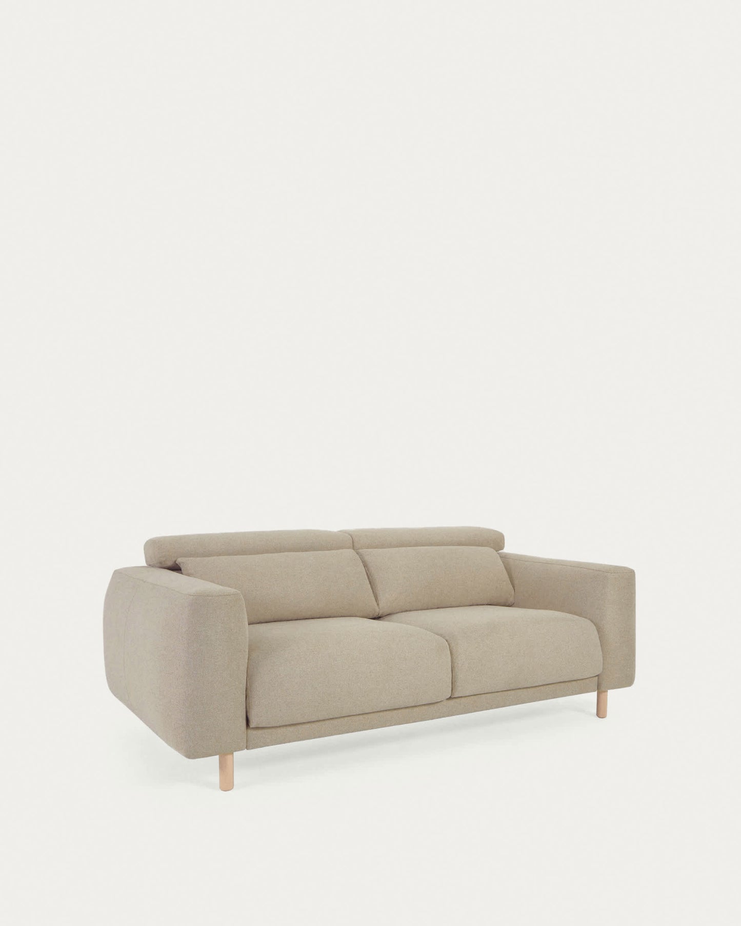 Divano Singa 3 posti con poggiatesta reclinabile e sedile allungabile beige 215 cm
