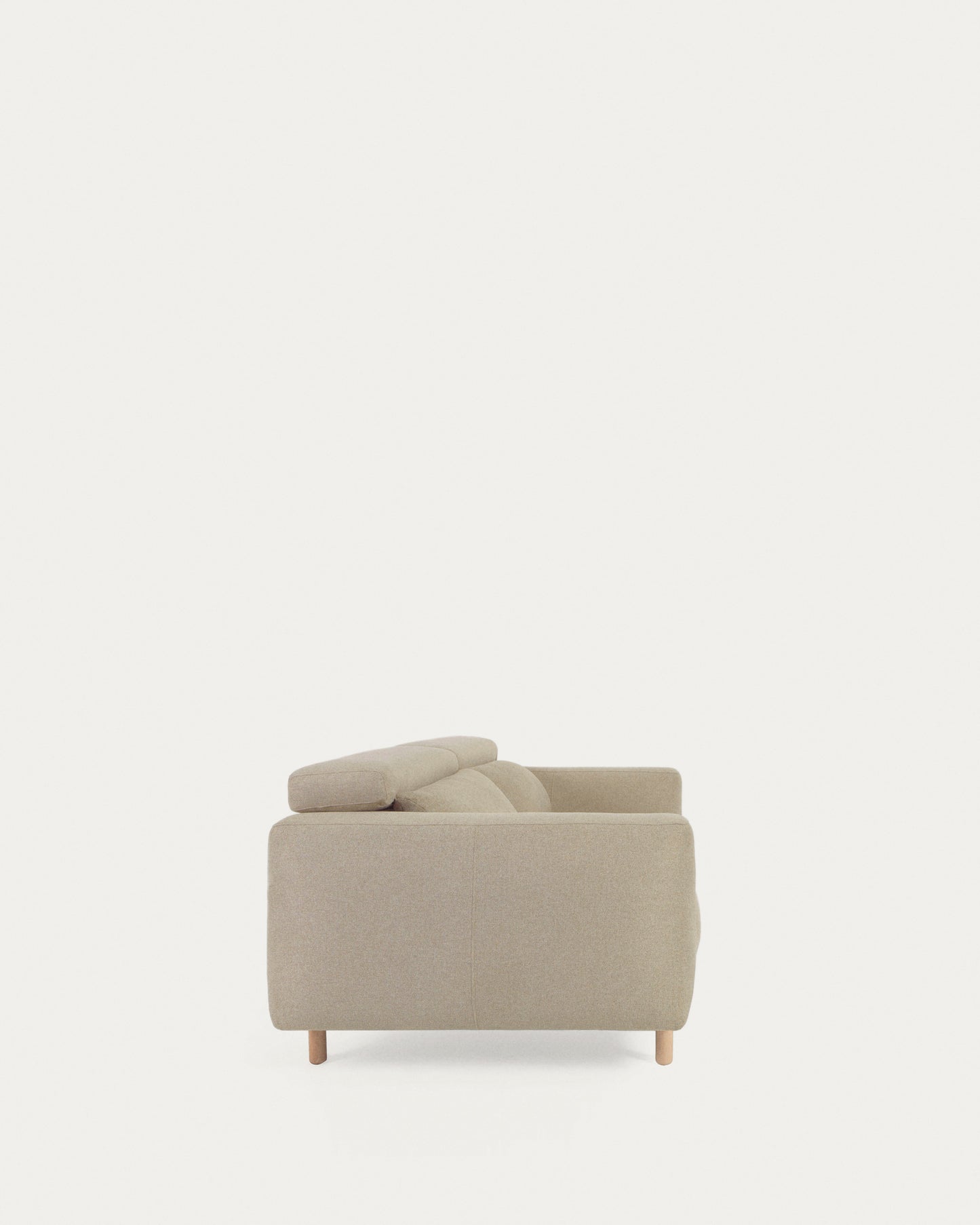 Divano Singa 3 posti con poggiatesta reclinabile e sedile allungabile beige 215 cm