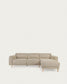 Divano Singa 3 posti con chaise longue destra, poggiatesta reclinabile e sedile allungabile beige 296 cm