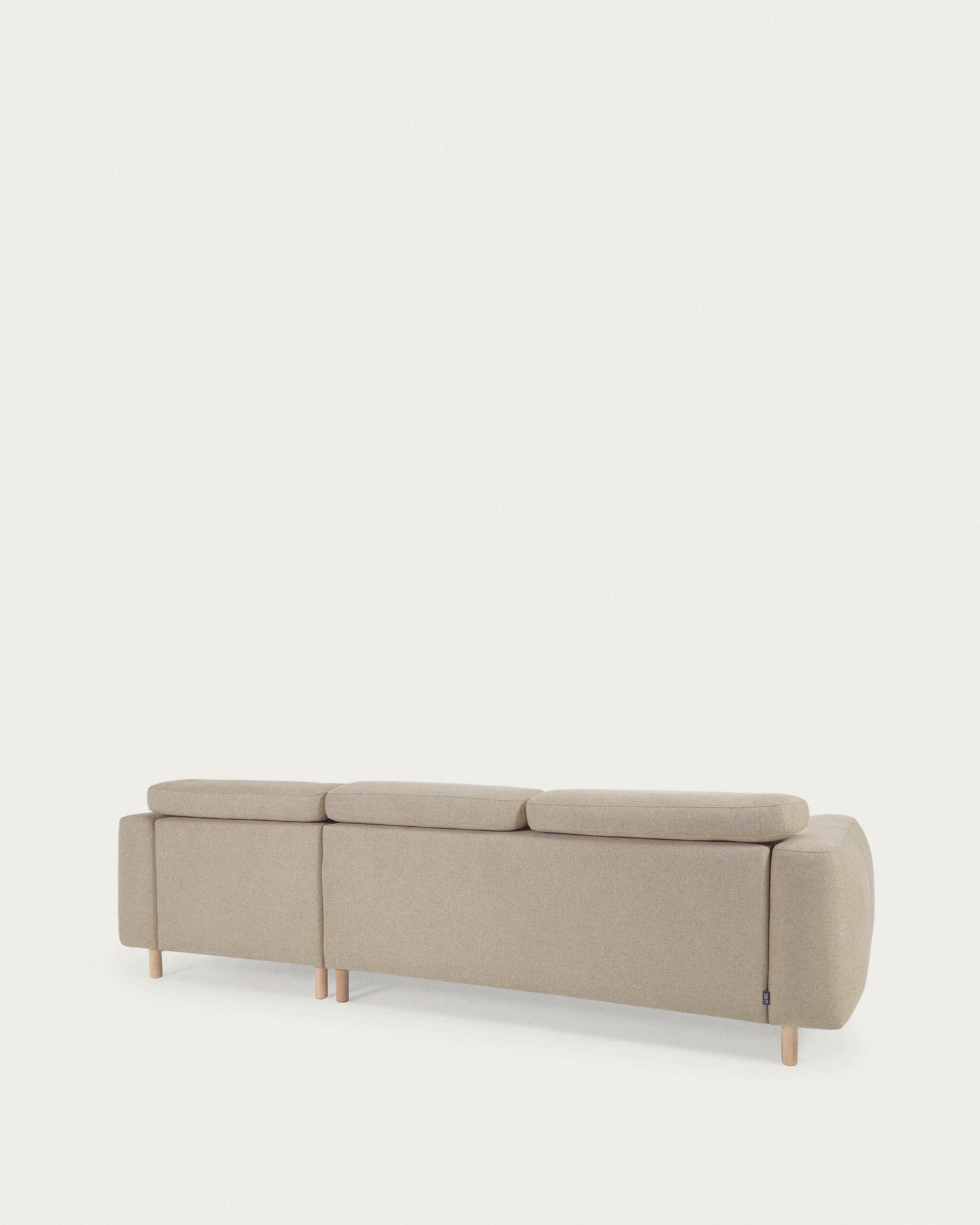 Divano Singa 3 posti con chaise longue destra, poggiatesta reclinabile e sedile allungabile beige 296 cm