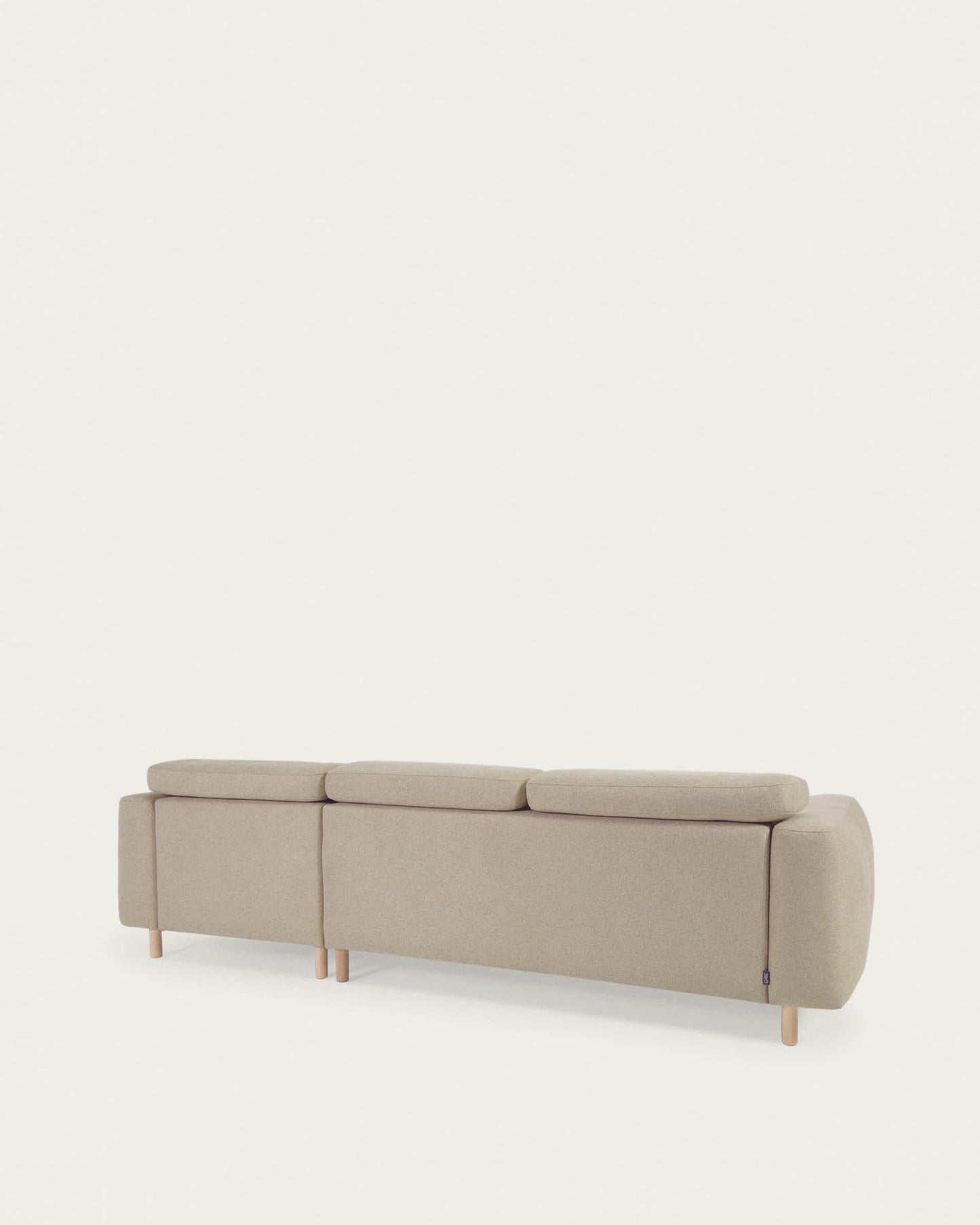 Divano Singa 3 posti con chaise longue destra, poggiatesta reclinabile e sedile allungabile beige 296 cm